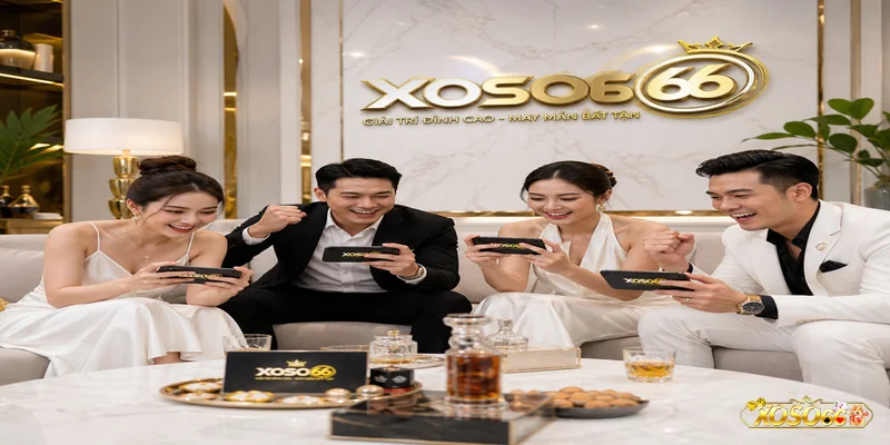 Người chơi Việt Nam trải nghiệm XOSO66 hợp tác X88 trên mobile trong không gian sang trọng.